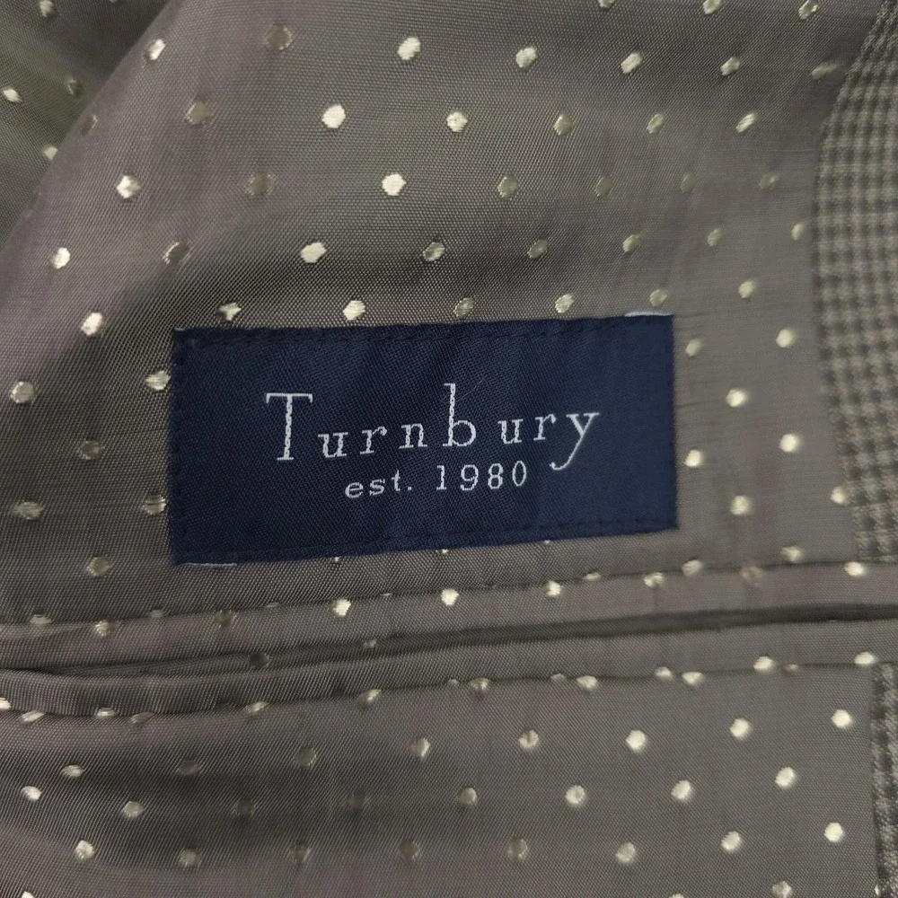 Turnbury Blazer Mens 50R Brown Silk Wool Check Sport Coat Jacket Classic